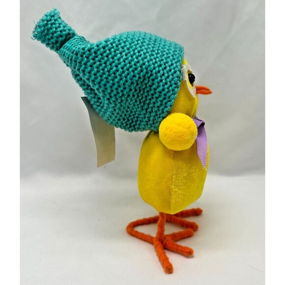 LITTLE HIPSTER CHICKEN~Decorative 7" Plush Figure w Glasses & Beanie Hat~ EASTER - Picture 5 of 10